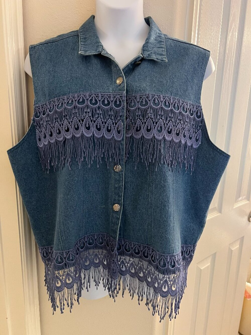 Vintage St. Joanne Denim Vest - Size 2XL